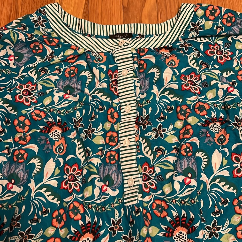 TALBOTS BLOUSE 100% cotton floral top size small - Picture 5 of 13